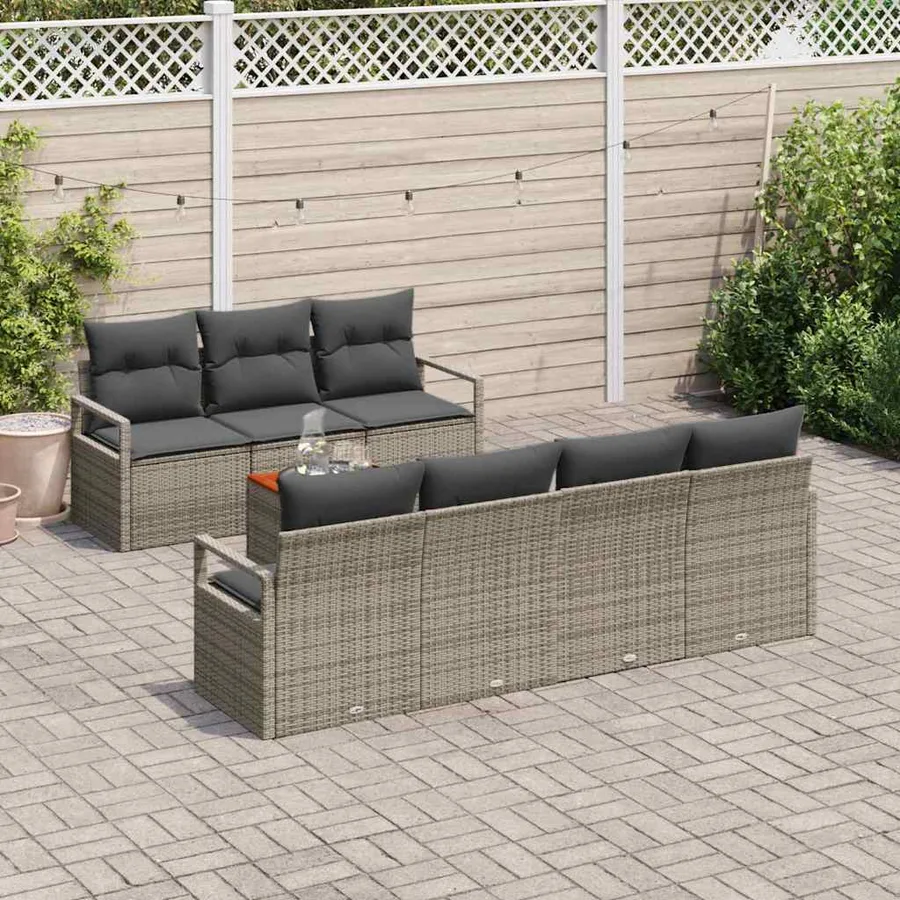 Ensemble de canapé de jardin avec coussin 8 pcs Gris polyrotin - 3