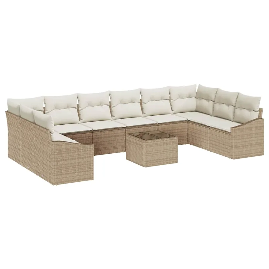 Ensemble de Canapés avec coussin 11 pcs Beige polyrotin - 2