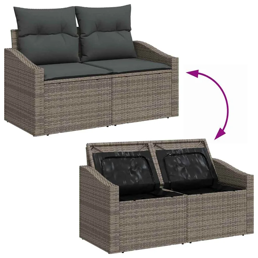Ensemble de canapé de jardin 8 pcs Gris clair polyrotin - 11