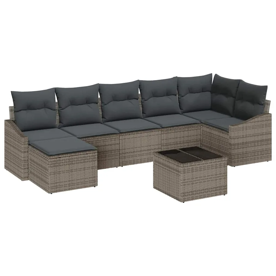 Ensemble de canapé de jardin 8 pcs Gris clair polyrotin - 2