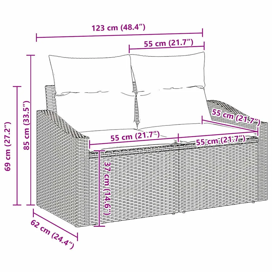 Ensemble de canapé de jardin 5 pcs Gris Poly rotin - 17