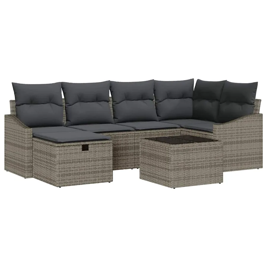 Ensemble de Canapés avec coussin 7 pcs polyrotin - 2