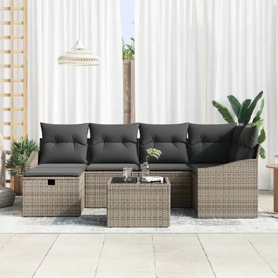 Ensemble de Canapés avec coussin 7 pcs polyrotin - 3