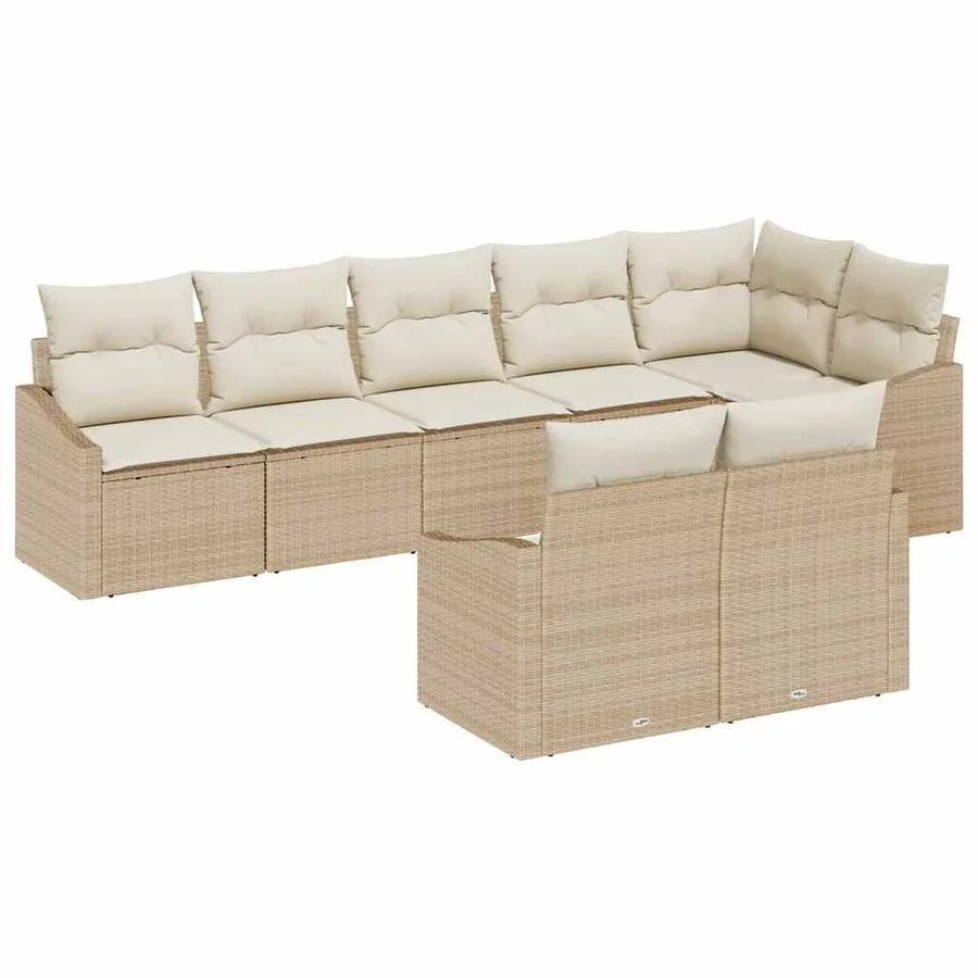 Ensemble de Canapés avec coussin 8 pcs Beige polyrotin - 2