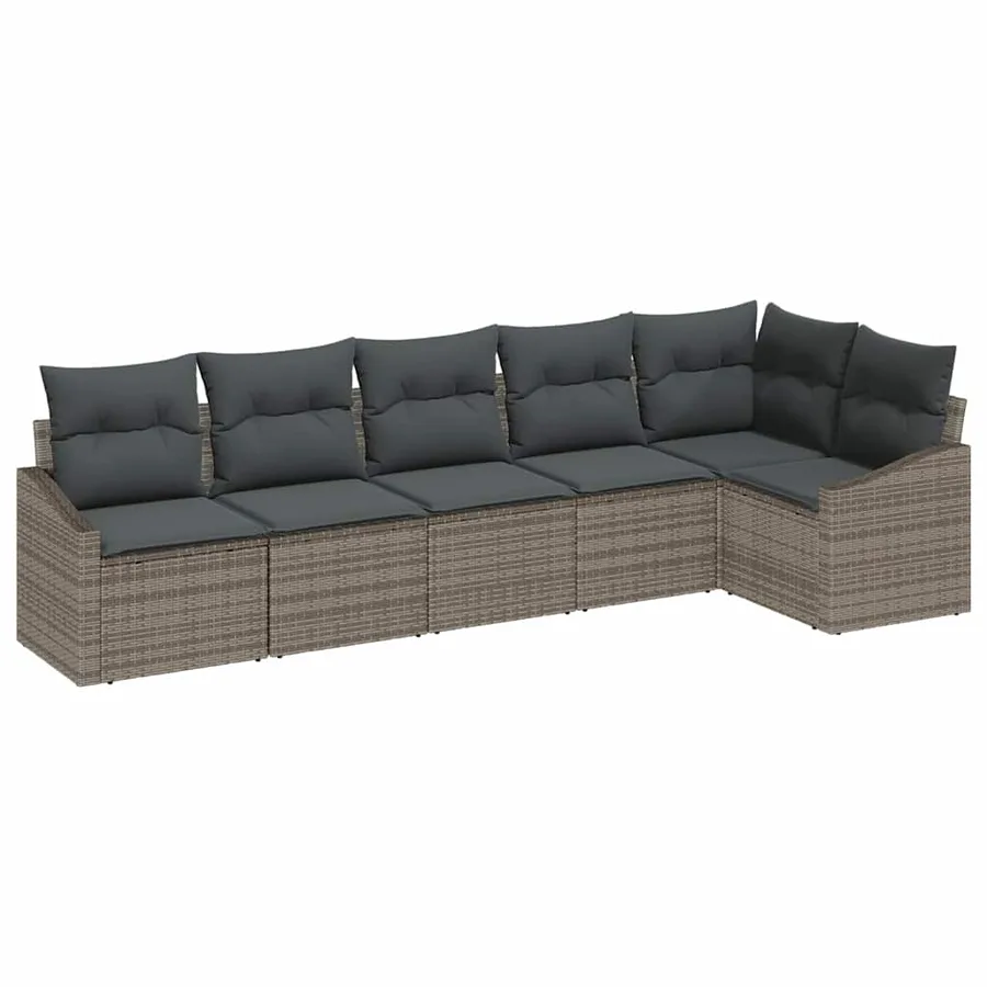Ensemble de canapé de jardin avec coussin 6 pcs Gris polyrotin - 2