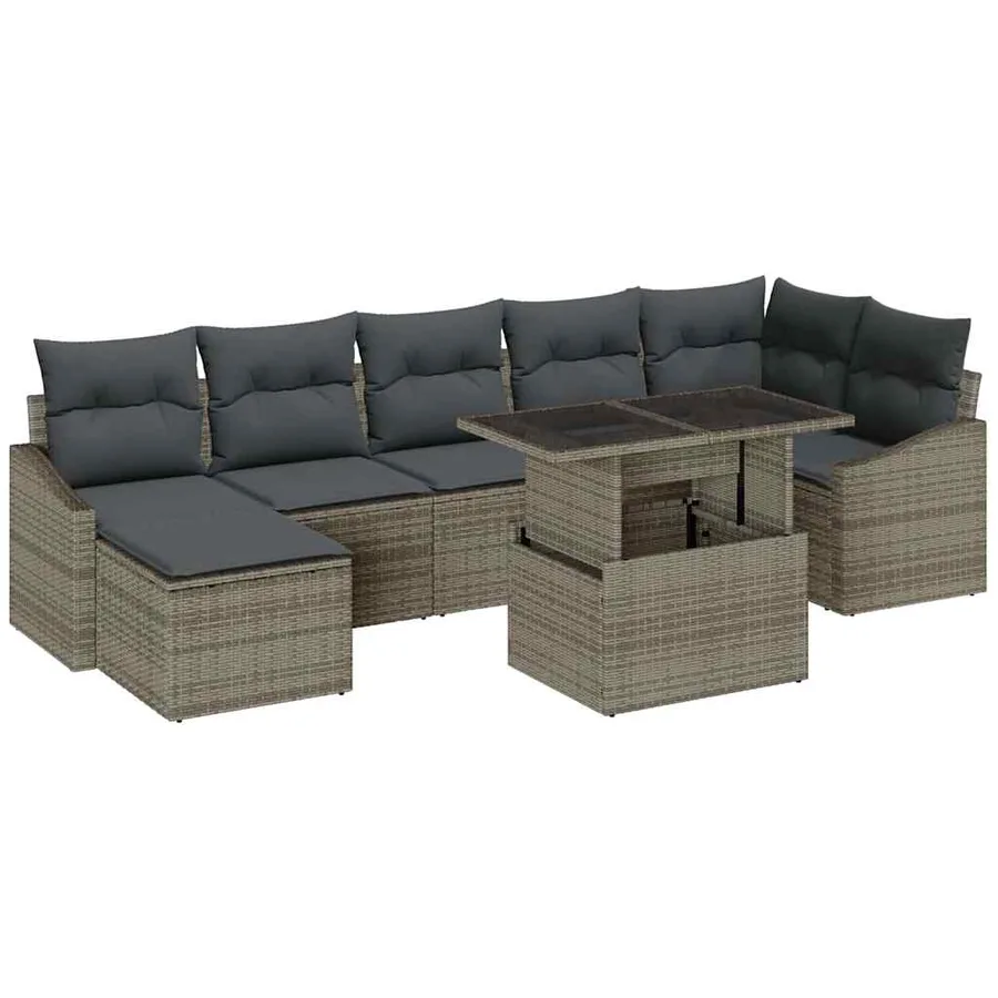 Ensemble de canapé de jardin avec coussin 8 pcs Gris - 2