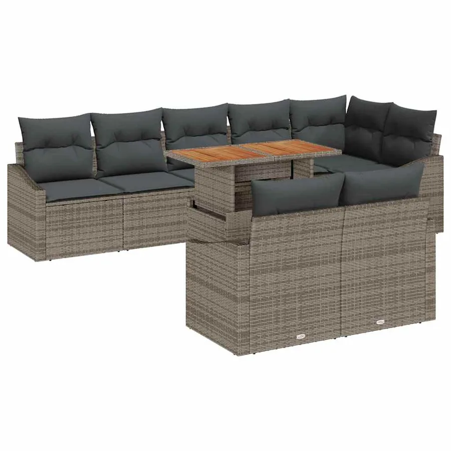 Ensemble de canapé de jardin 9 pcs Gris Poly rotin - 2