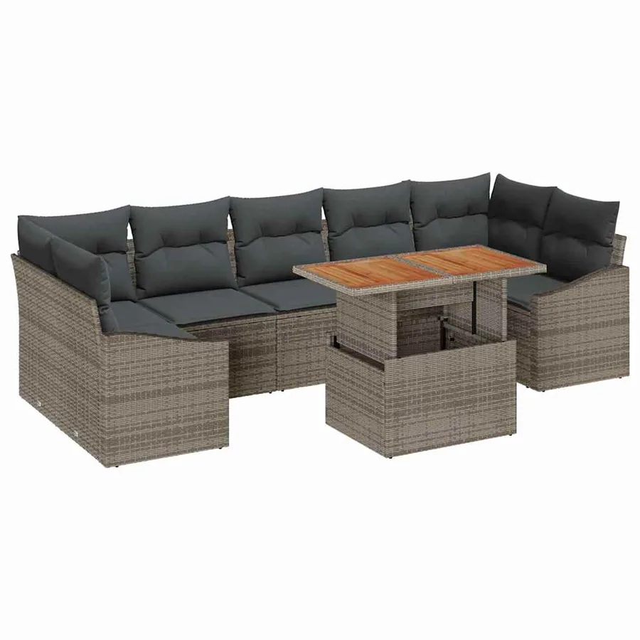 Ensemble de canapé de jardin avec stockage 8 pcs Gris - 2
