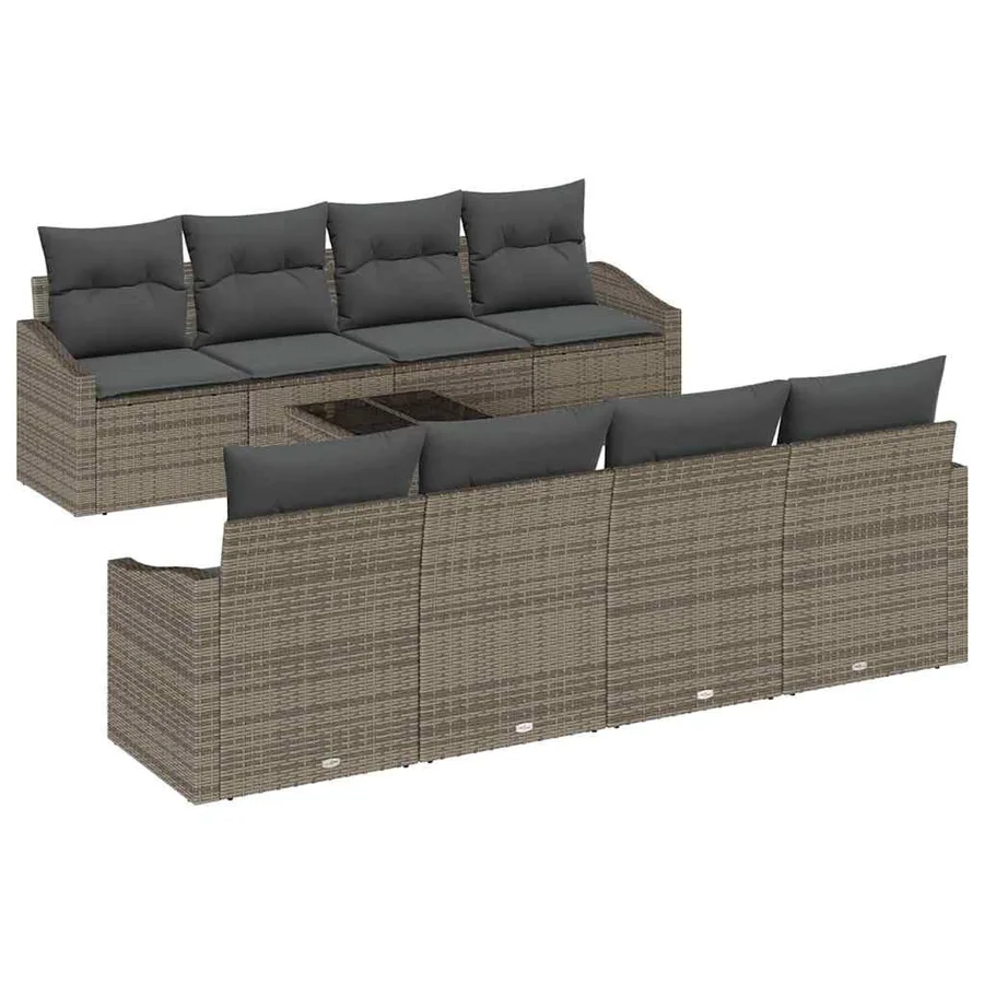 Ensemble de Canapés avec coussin 7 pcs Gris polyrotin - 2