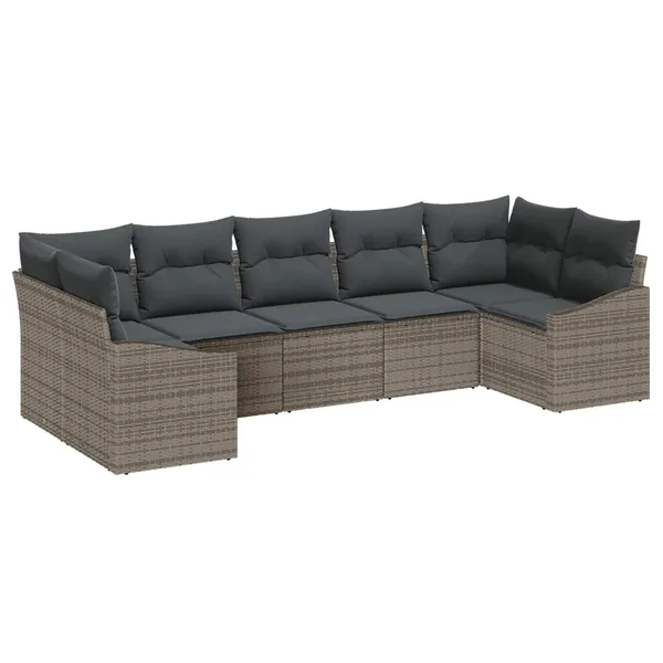 Ensemble de canapé de jardin avec stockage 7 pcs Gris polyrotin