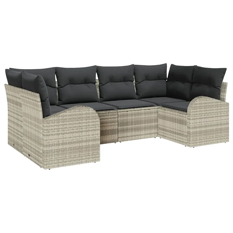Ensemble de canapé de jardin 6 pcs Gris clair polyrotin - 2