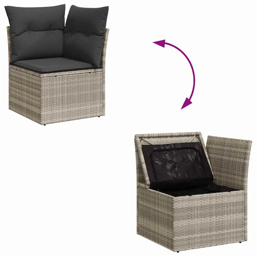Ensemble de canapé de jardin 8 pcs Gris clair Poly rotin - 15