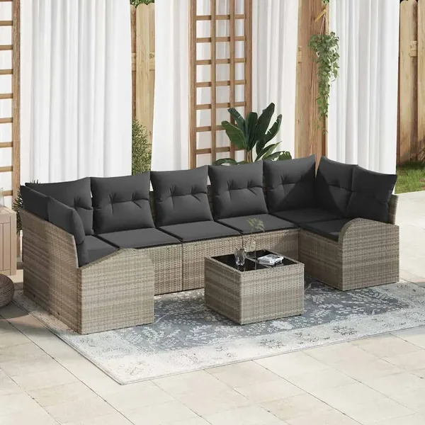 Ensemble de canapé de jardin 8 pcs Gris clair et gris foncé