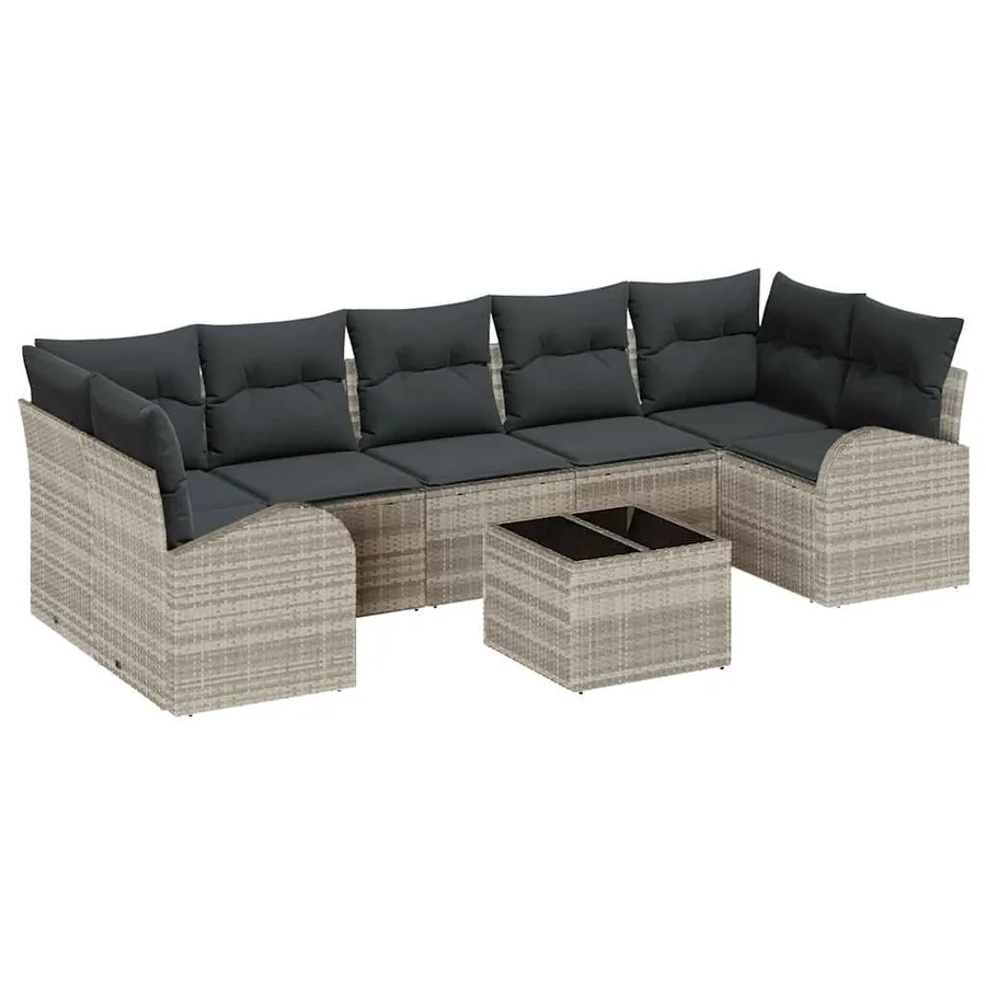 Ensemble de canapé de jardin 8 pcs Gris clair et gris foncé - 2