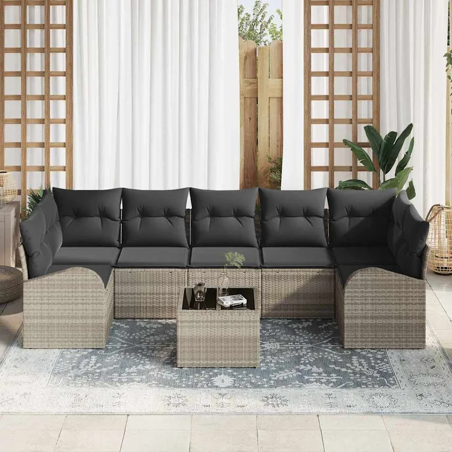 Ensemble de canapé de jardin 8 pcs Gris clair et gris foncé - 3