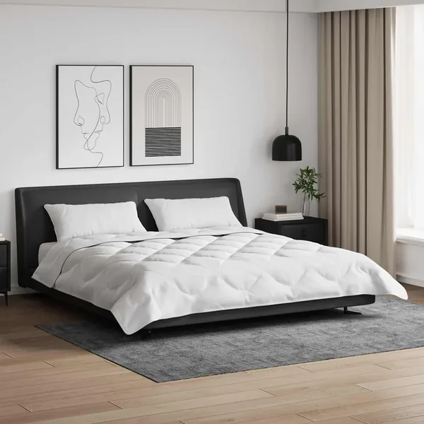 Duvet d'été simple avec oreiller 3 pcs Blanc Microfibre