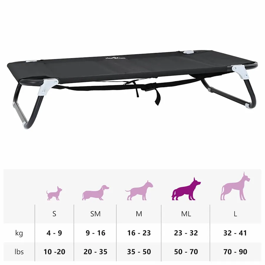 Lit pour Chien Noir 90 x 55 x 18 cm Acier - 10