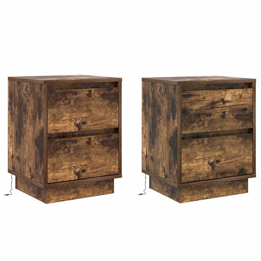 Cabinet de chevet 2 pcs Chêne fumé 39 x 34,5 x 50 cm - 2
