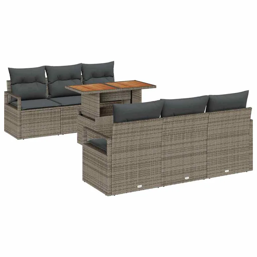 Ensemble de canapé de jardin avec coussin 7 pcs Gris - 2