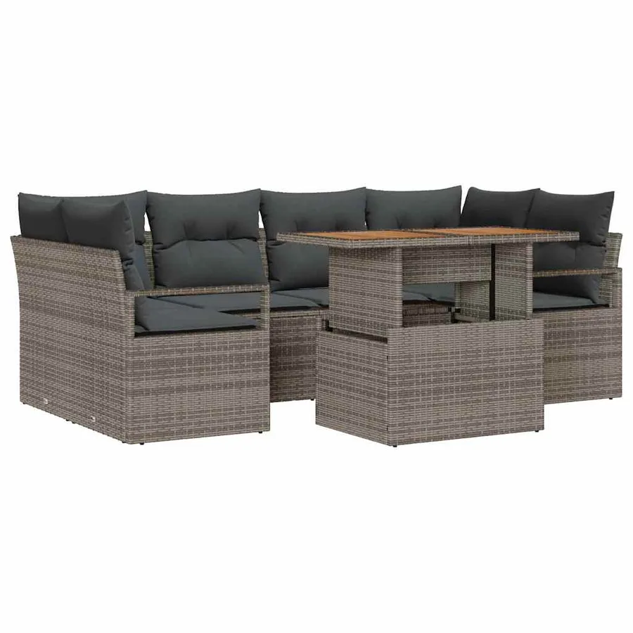 Ensemble de canapé de jardin avec coussin 7 pcs Gris - 2