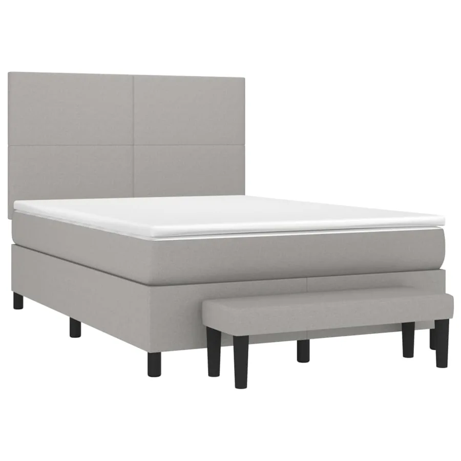 Sommier à lattes de lit avec matelas Gris clair 140x200cm Tissu - 3