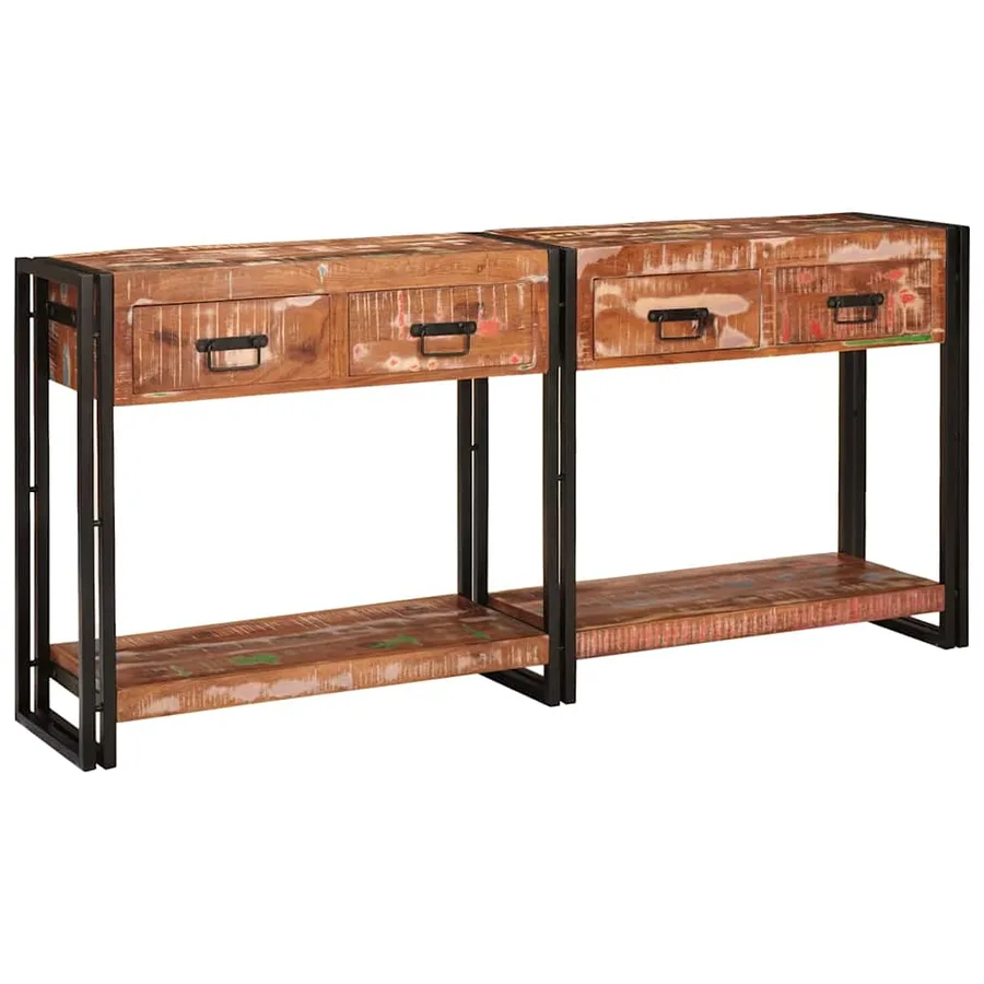 Tables console avec tiroir 2 pcs Multicolore 161 x 33 x 75 cm - 2