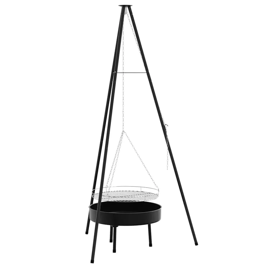 Trépied de Feu de Camp 3 pcs Noir Acier - 2