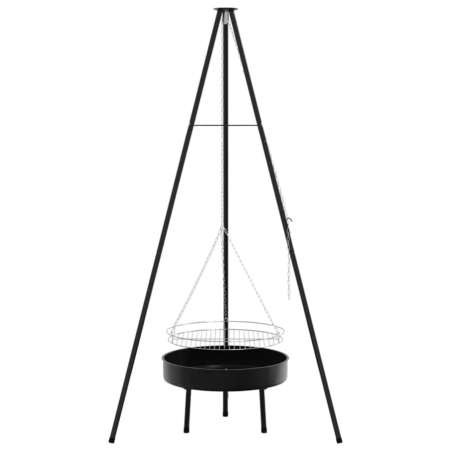 Trépied de Feu de Camp 3 pcs Noir Acier - 5