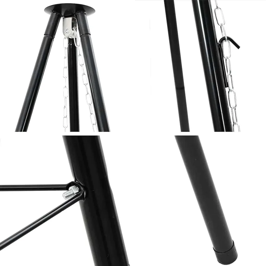 Trépied de Feu de Camp 3 pcs Noir Acier - 7