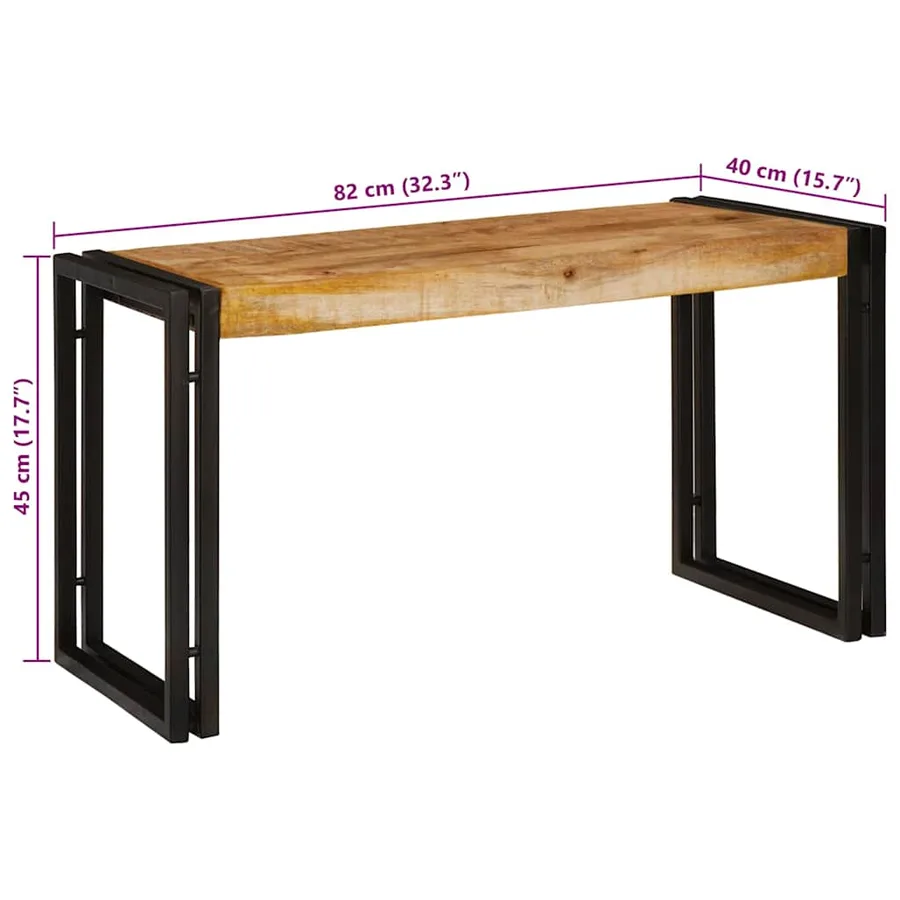Table Gigogne 3 pcs Bois de Mangue Massif et Métal - 11