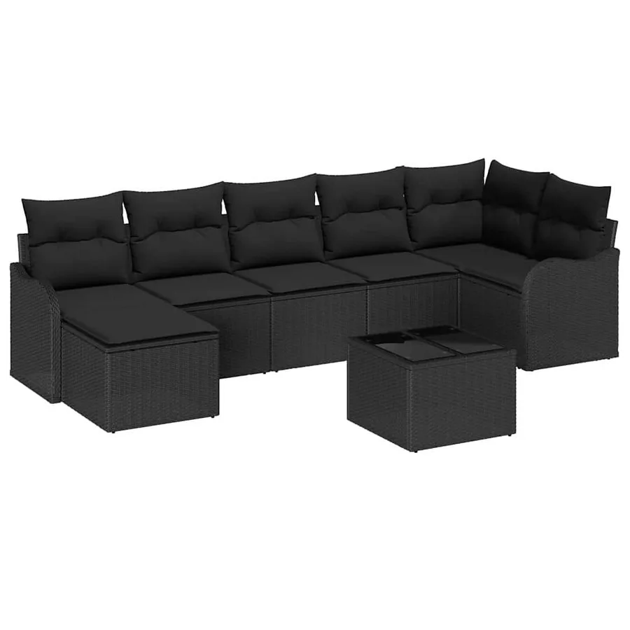 Ensemble de canapé de jardin Noir polyrotin - 2