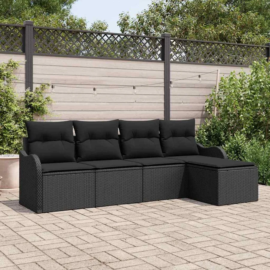 Ensemble de canapé de jardin Noir polyrotin