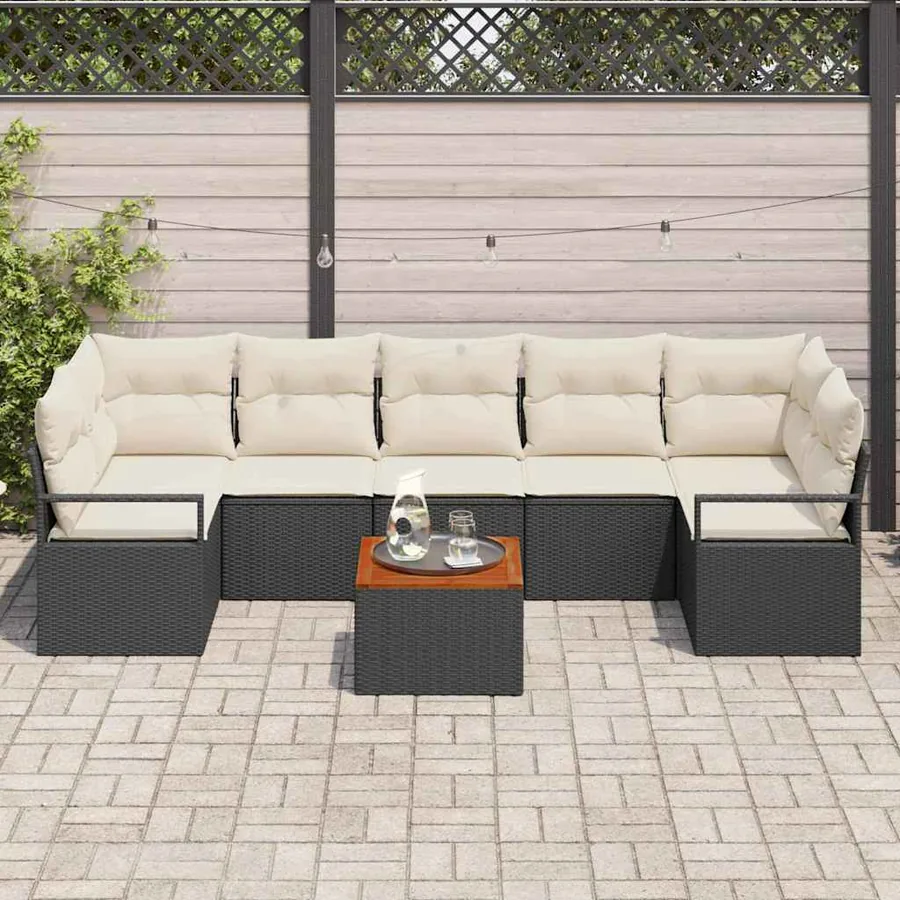 Ensemble de canapé de jardin avec coussin 8 pcs Noir polyrotin - 3