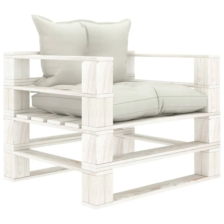 Canapé palette de jardin avec coussins beige Bois