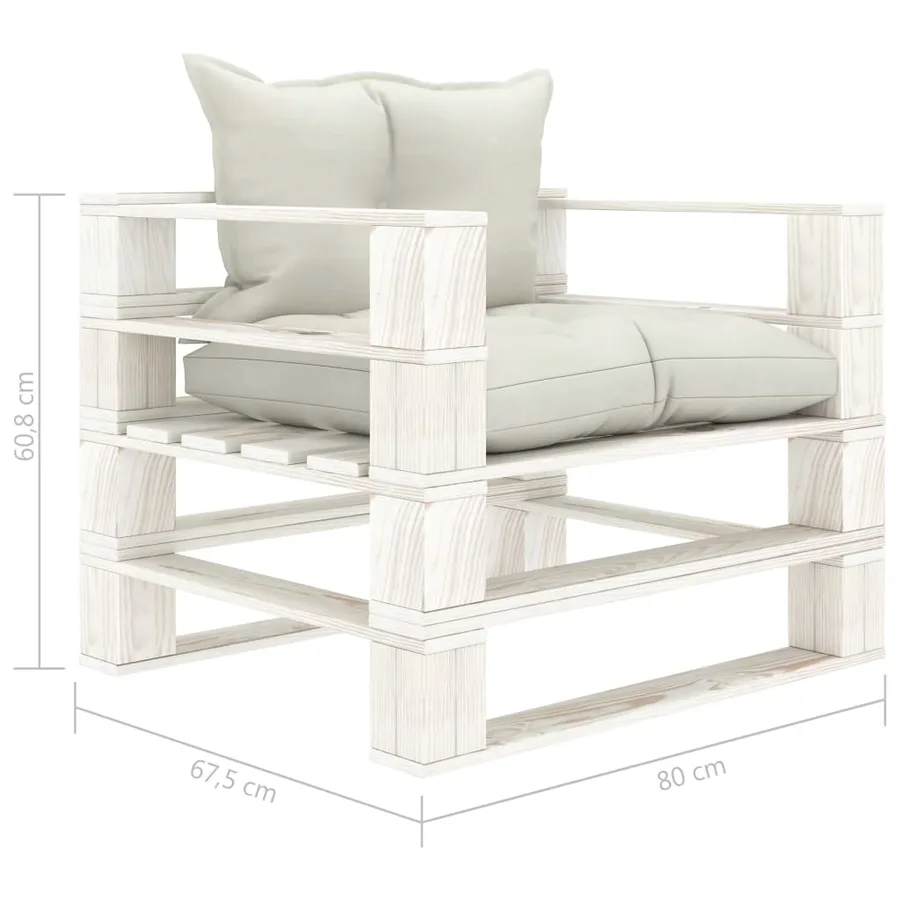 Canapé palette de jardin avec coussins beige Bois - 6