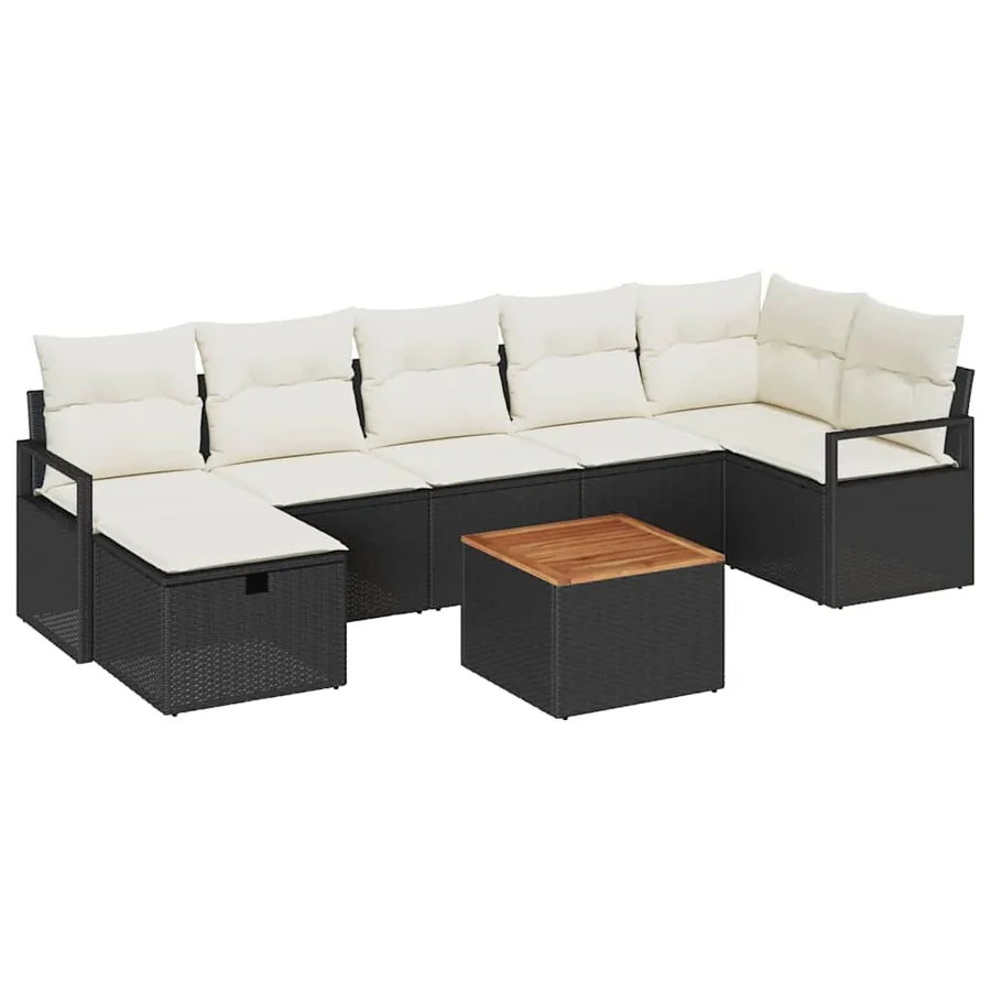 Ensemble de canapé de jardin avec coussin 8 pcs Noir polyrotin - 2