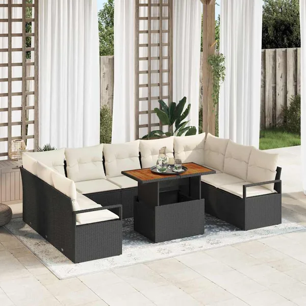 Ensemble de canapé de jardin 10 pc 9-Nombre de places