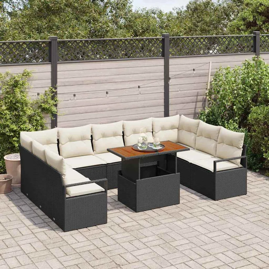 Ensemble de canapé de jardin 10 pc 9-Nombre de places - 3