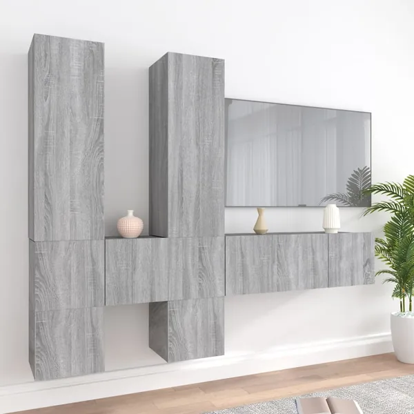 Ensemble de meubles TV 7 pcs Sonoma gris Bois d'ingénierie