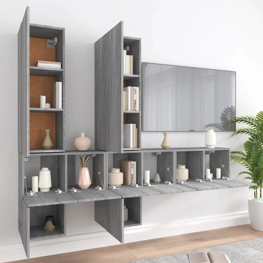 Ensemble de meubles TV 7 pcs Sonoma gris Bois d'ingénierie - 3