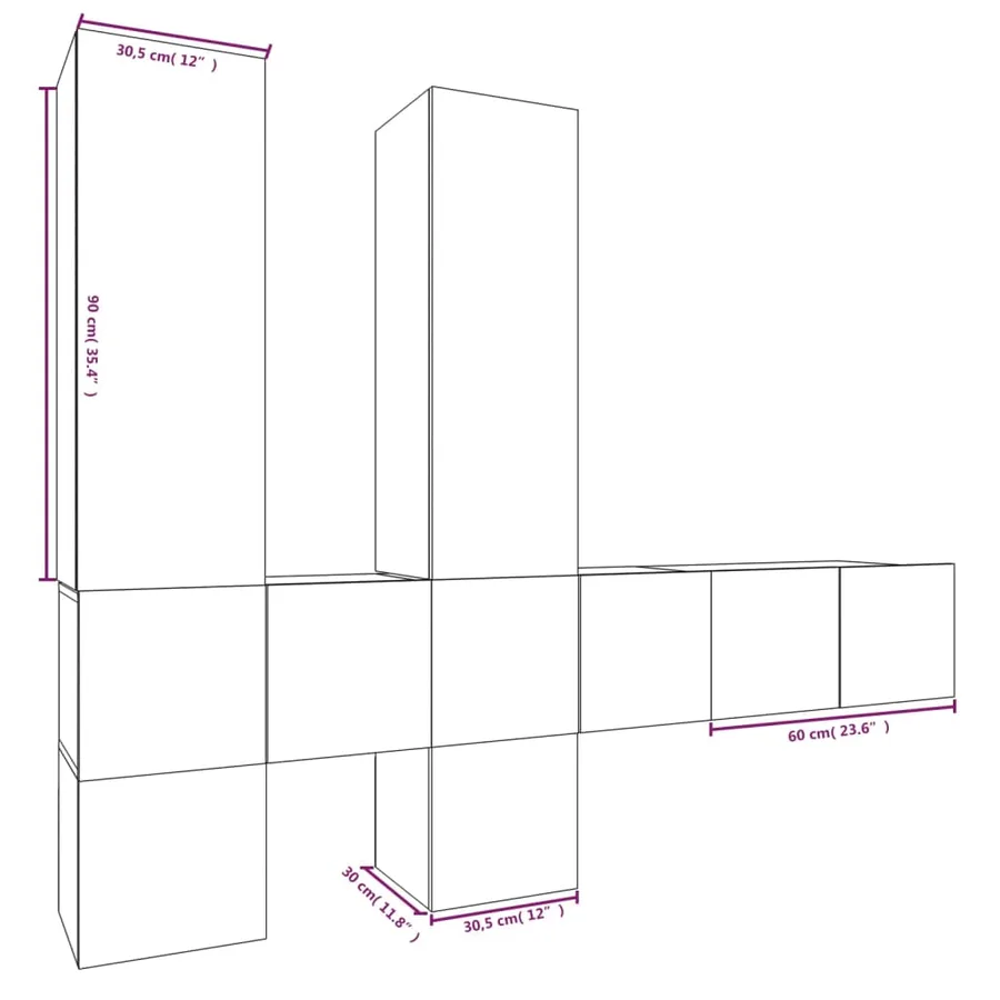 Ensemble de meubles TV 7 pcs Sonoma gris Bois d'ingénierie - 6