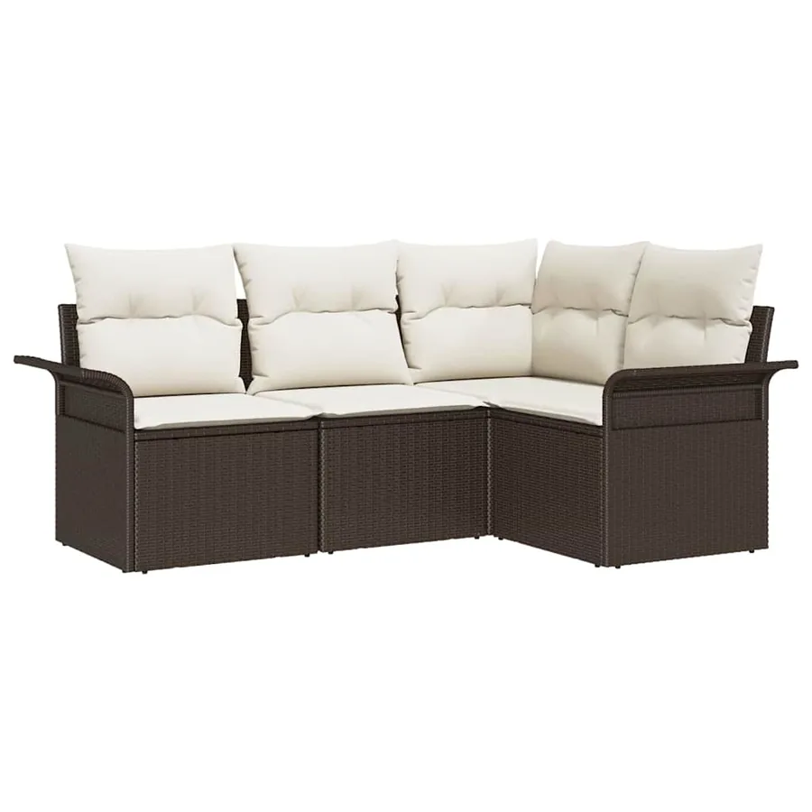 Ensemble de canapé de jardin 4 pcs Marron polyrotin - 2