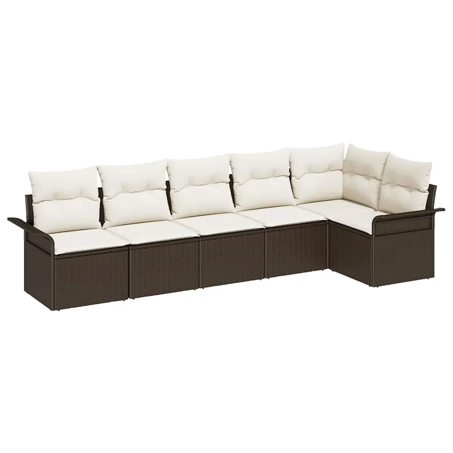 Ensemble de canapé de jardin 6 pcs Marron Poly rotin - 2