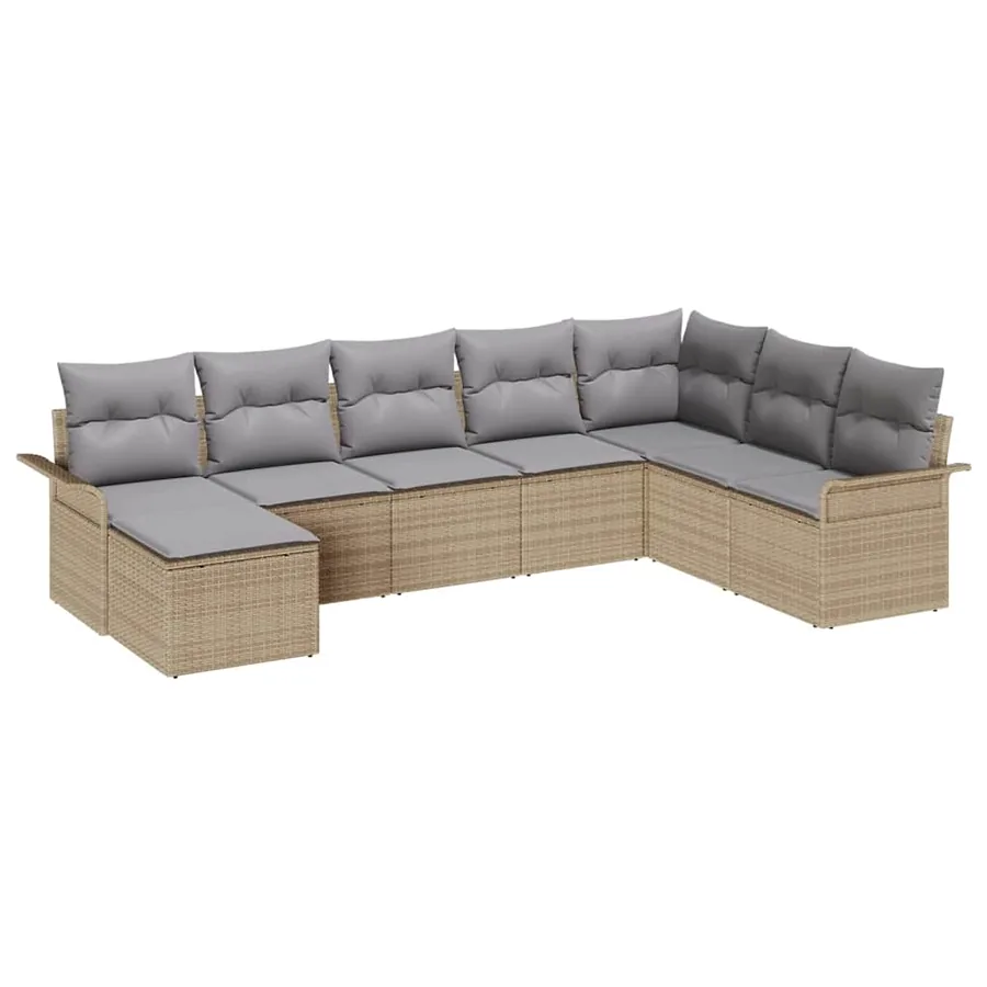 Ensemble de canapé de jardin 8 pcs Beige Poly rotin - 2