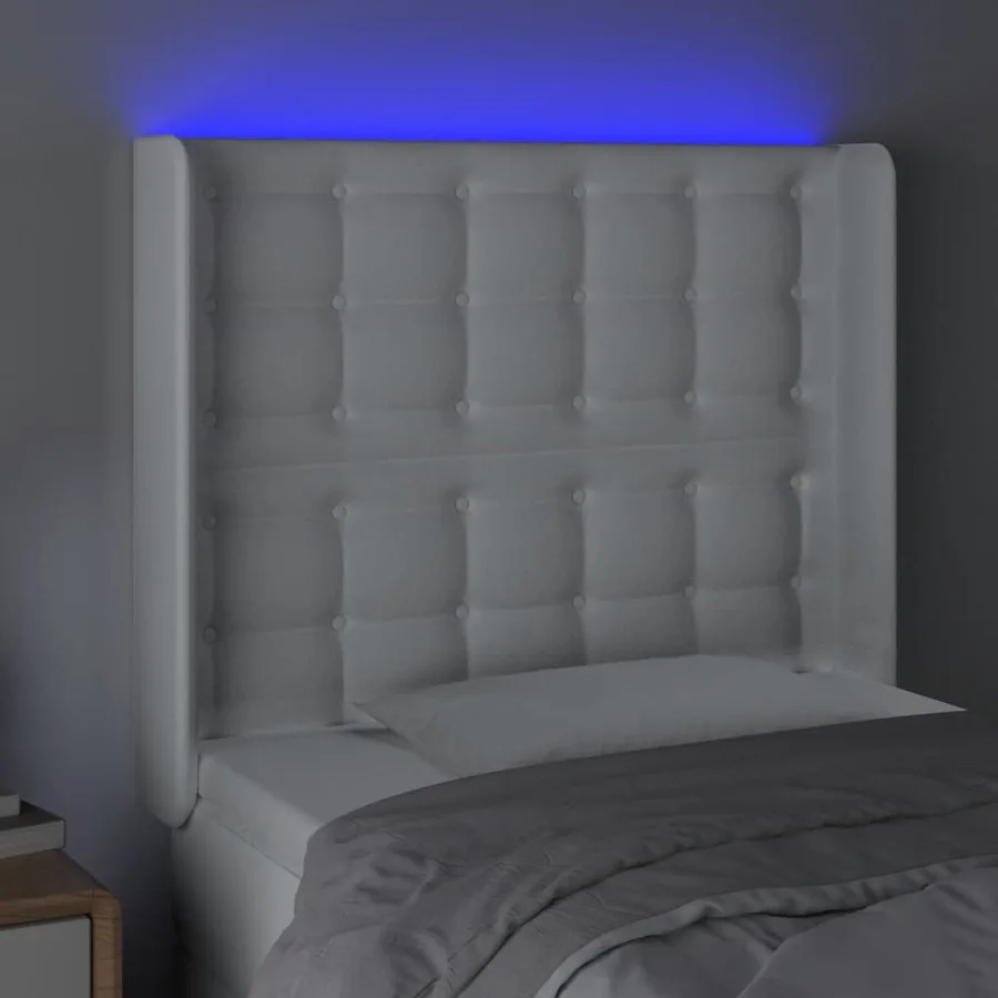 Tête de lit à LED Blanc 83x16x118/128 cm Similicuir - 4