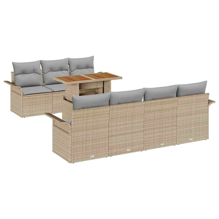 Ensemble de canapé de jardin 8 pcs Beige Poly rotin - 2