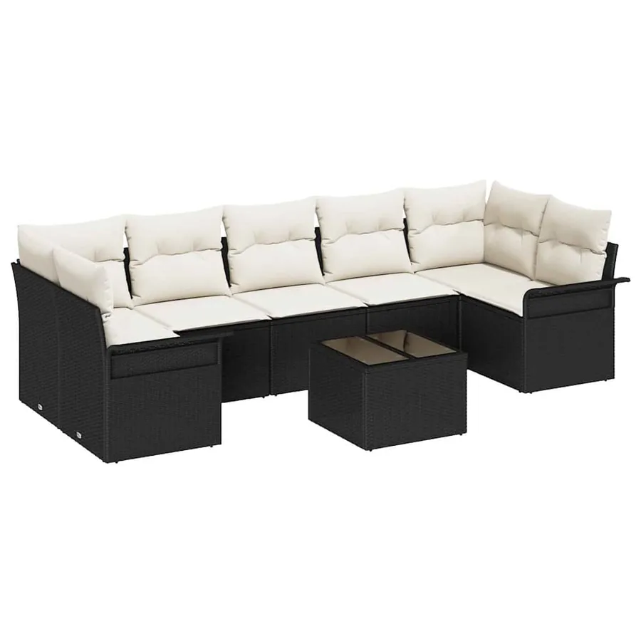 Ensemble de canapé de jardin avec coussin 8 pcs Noir polyrotin - 2