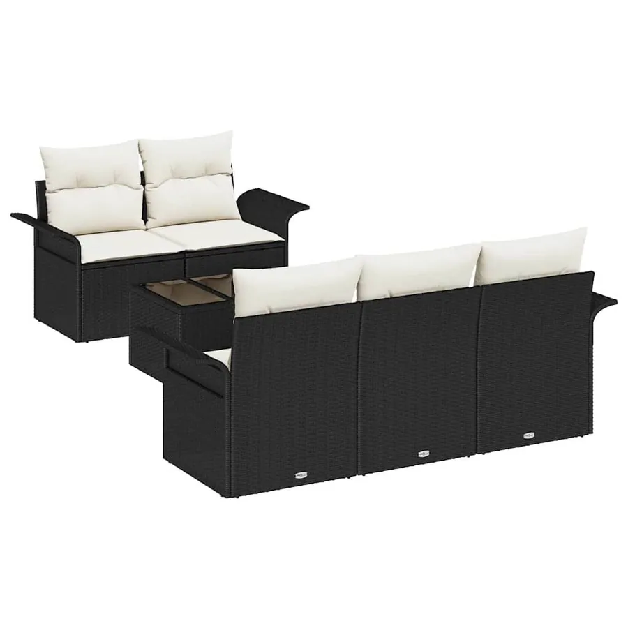 Ensemble de Canapés avec coussin 6 pcs Noir polyrotin - 2