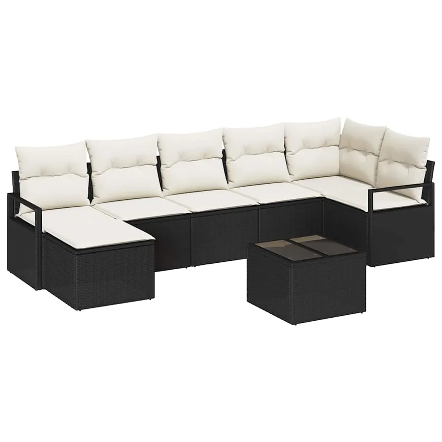 Ensemble de Canapés avec coussin 8 pcs Noir polyrotin - 2