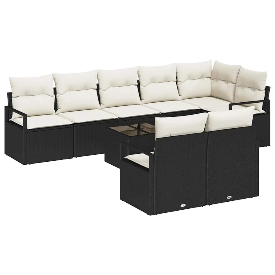 Ensemble de Canapés avec coussin 9 pcs Noir polyrotin - 2